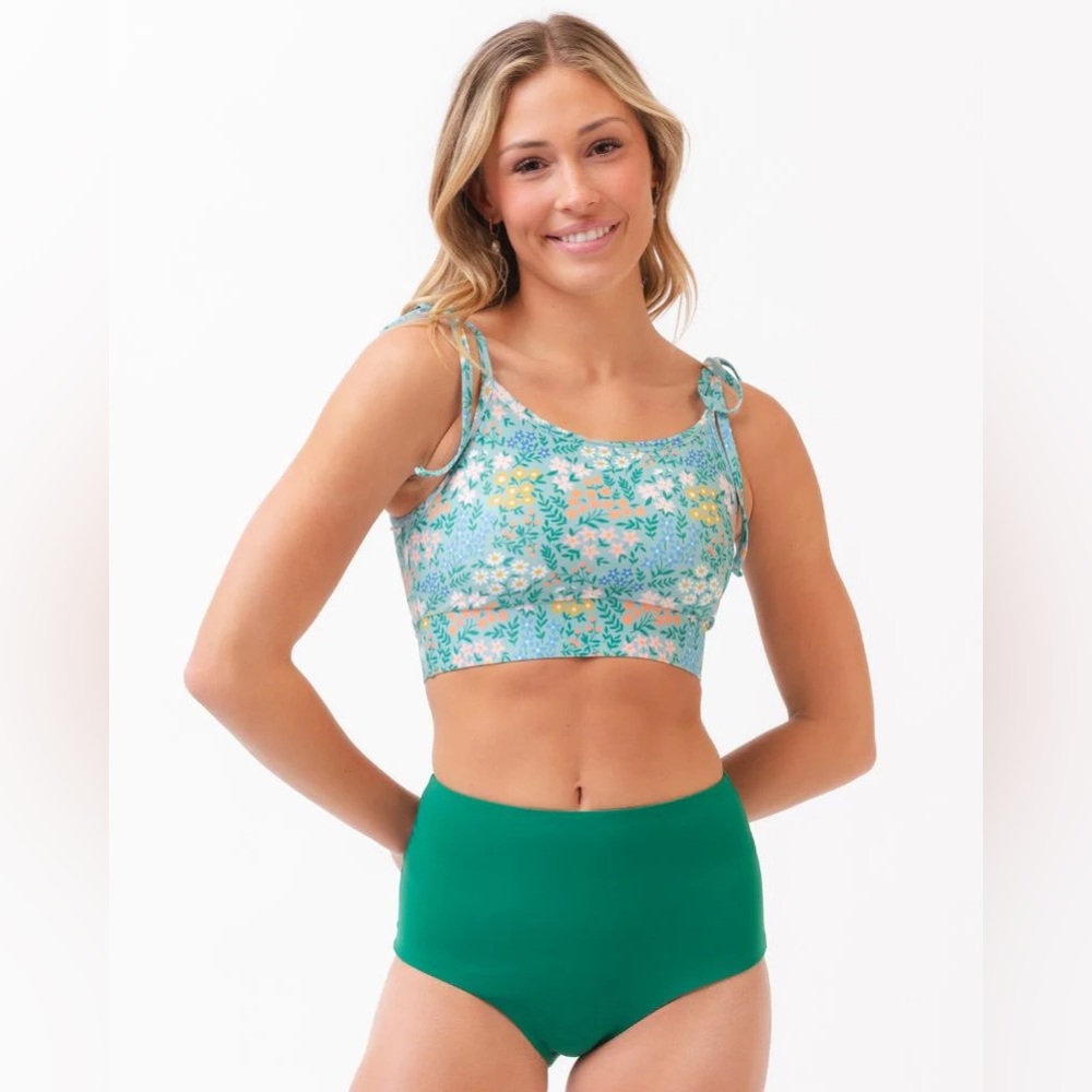 LIME RICKI🍋‍🟩LITTLE MEADOW / EMERALD REVERSIBLE ULTRA HIGH-WAIST BOTTOM🍋‍🟩